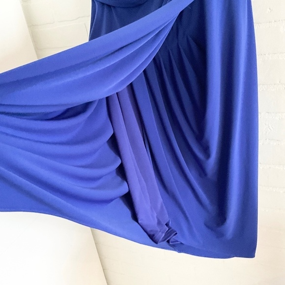 Joseph Ribkoff Mini Dress Gown Formal Asymmetrical Rosette Cobalt blue 10 - Picture 5 of 14